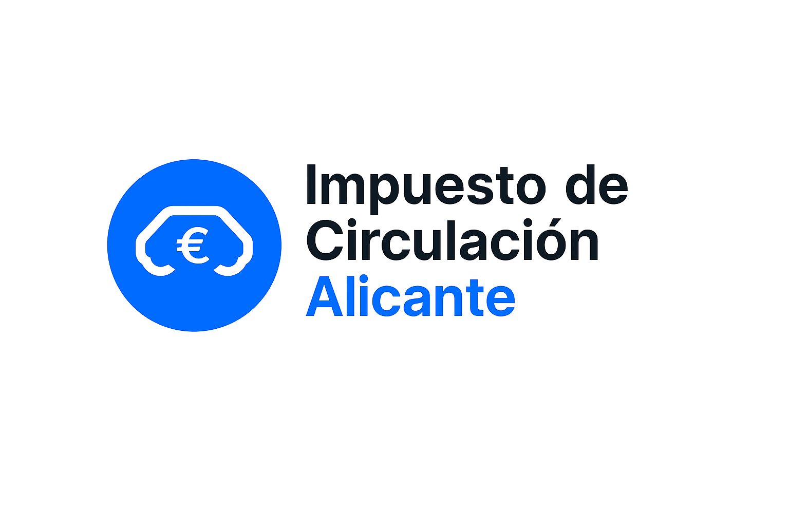 Logotipo del Impuesto de Circulación en Alicante con icono azul de coche y símbolo del euro.