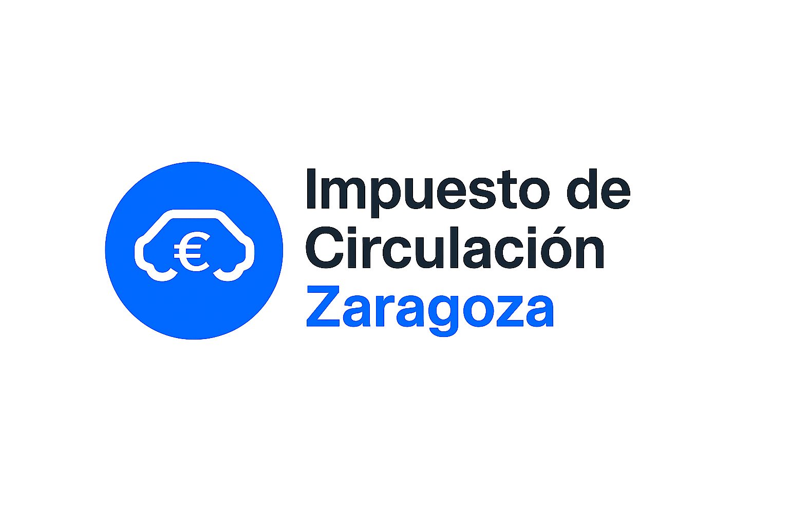 Logotipo de Impuesto de Circulación Zaragoza con icono de coche azul y símbolo del euro